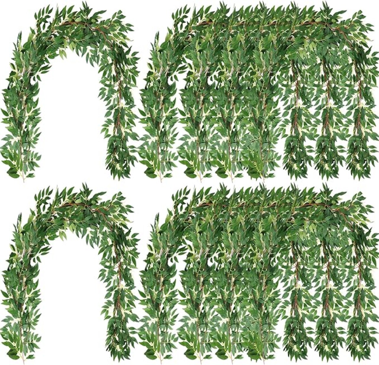 135ft Artificial Faux Greenery Garland Willow Leaves Vines Hanging Willow Vines Leaf Garland for Indoor/Outdoor Wedding Party Decor Wedding Table Centerpieces (Green,36 Pack)
